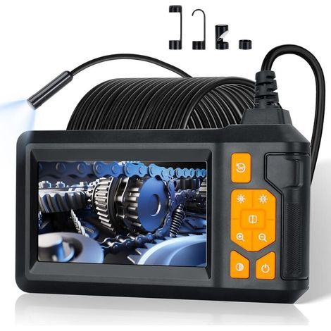 Caméra Endoscopique, 1080P HD Endoscope Industriel, IP67 Camera Inspection Canalisation D'inspection à Étanche IPS de 4.3", 8 LED Réglables, Telescopique Camera Câble Semi-Rigide 39,4FT, 2000mAh