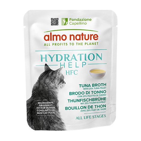 Almo Nature Gatto HFC Hydration Help busta 50gr Brodo di Tonno con Filetto di Tonno (1/2)