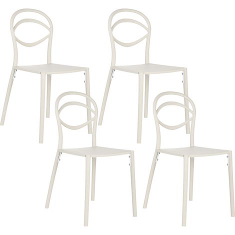 Conjunto de 2 sillas de comedor modernas para jardín ligeras resistentes a la intemperie blanco crema Covolo