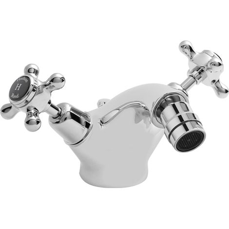 Old London Topaz Black Crosshead Chrome Mono Bidet Mixer Tap with Dome Collar - BC406DX (1/2)