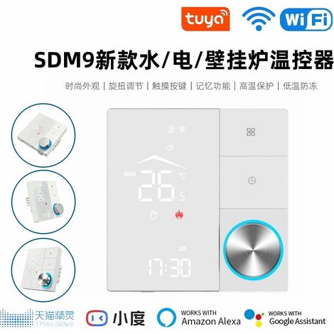 Thermostat de plancher chauffant WiFi Tuya 25A 4000W, écran tactile et rotatif, compatible Alexa/Google