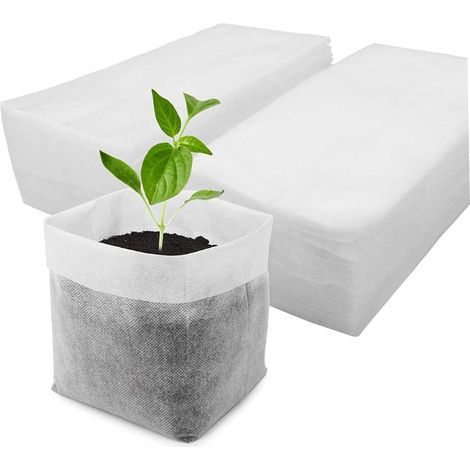 100Sacs de Jardinage Sacs de pépinière biodégradables en Tissu Non tissé Respirants et perméables pour Le Jardinage (Petit Format). (1/5)