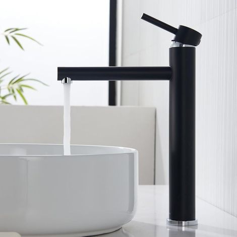 Robinet mitigeur haut pour lavabo, robinet de baignoire noir (1/5)