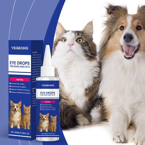 Gouttes oculaires pour chiens et chats, pour les soins quotidiens. Conviennent aux chiens et aux chats. Douces, nettoyantes et rafraîchissantes, elles éliminent les traces de larmes. 50 ml (1/5)