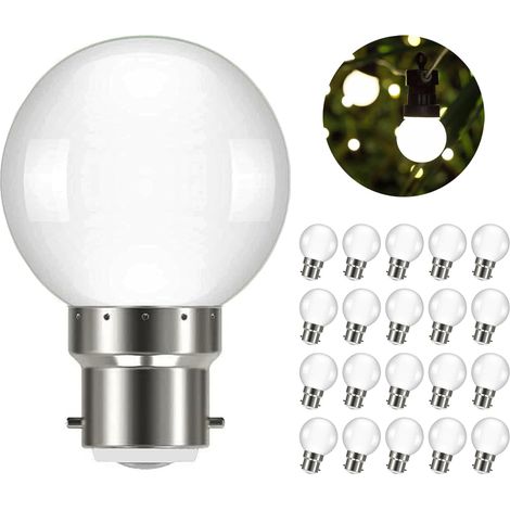 Ampoule LED à baïonnette B22 3W 240 Lumen Blanc Froid 6000K, Guirlande Guinguette LED B22 pour Intérieur Jardin Balcon Maison Mariage Fête Noël, Plastiques, Not Dimmable, Lot de 20 (1/5)