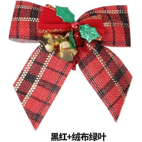 5 pendentifs sapin de Noël avec clochettes et nœud de Noël H (1/4)