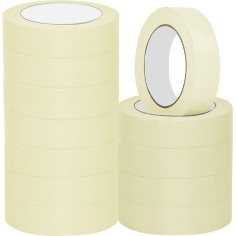 Lot de 12 rouleaux de ruban de masquage pour peinture 25 mm x 20 m Beige (1/5)