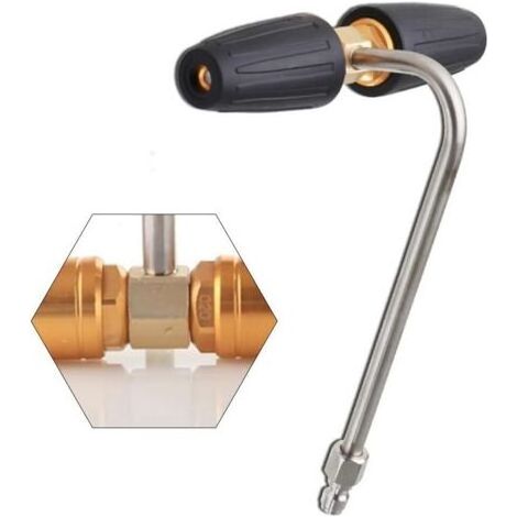 Kit de nettoyage de gouttière haute pression avec raccord rapide de 6,35 mm et 2 buses turbo rotatives pour la plupart des extensions de nettoyeur haute pression et baguettes télescopiques, poignées (1/5)