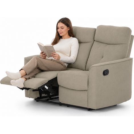 Divano 2 Posti Recliner Manuale Poltrona Reclinabile 2 Posti Tortora 132x96x103cm (1/5)