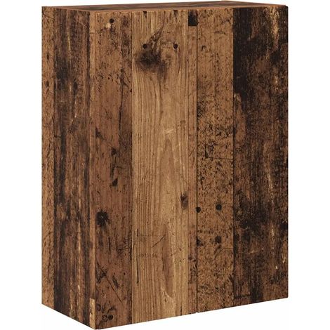 Mueble TV de pared rectangular moderno 59,5 x 31 x 80 cm mucho espacio de almacenamiento diseño elegante en madera envejecida 020055037 (1/5)