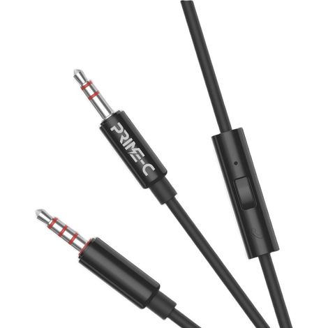 Câble audio 3,5 mm, 1 mètre de long, avec microphone, qualité audio haute fidélité sans perte - noir. (1/2)