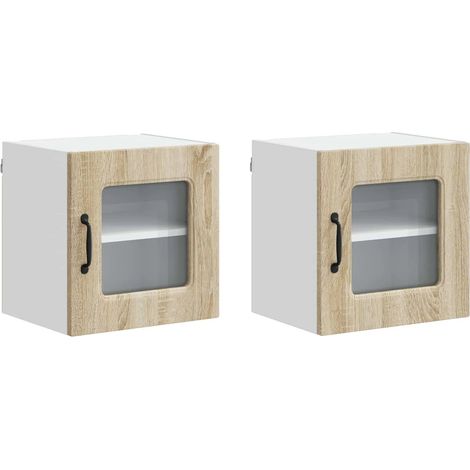 Set di 2 pensili da cucina moderni con ampio spazio contenitivo 40 x 31 x 40 cm realizzati in legno composito di rovere Sonoma 020053518