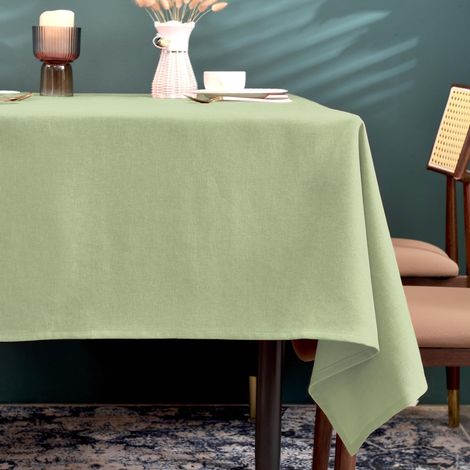 Nappe Table (Vert Sauge 145x300cm) Aspect Lin rectangulaire, imperméable, antitaches, élégante, Facile Entretien pour intérieur, Pâques, Jardin, Restaurant et décoration (1/5)