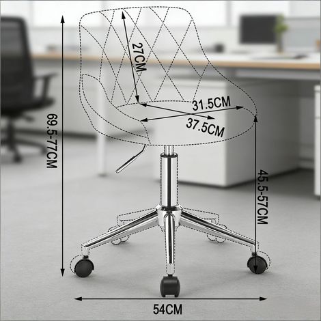 Fauteuil de bureau pivotant, chaise roulante à roulettes, siège ergonomique pour télétravail (lot de chaises uniquement) (1/5)