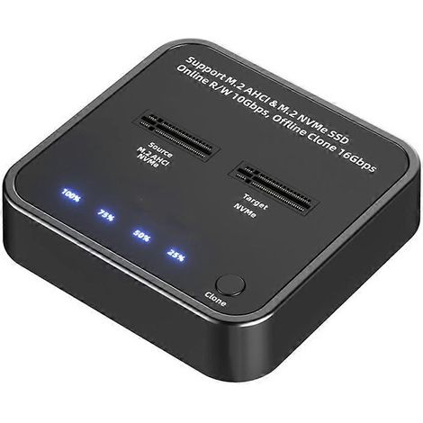 M.2 NVMe SSD-Klongehäuse, M.2 PCIe USB Typ-C 3.2 Gen2 10 Gbit/s SSD-Adapter, 2-Bay-Dockingstation mit Laufwerk und UASP. (1/5)