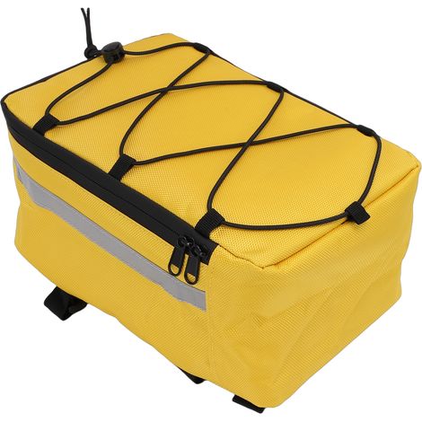 Borsa da portapacchi posteriore per bicicletta, in tessuto Oxford resistente agli schizzi con striscia riflettente, ideale per il pendolarismo urbano, colore giallo - 1680D. (1/5)