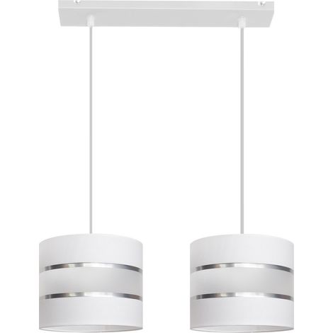 Helam HELEN Plafonnier Suspendu Straight Bar Blanc, Argent 45cm (1/2)