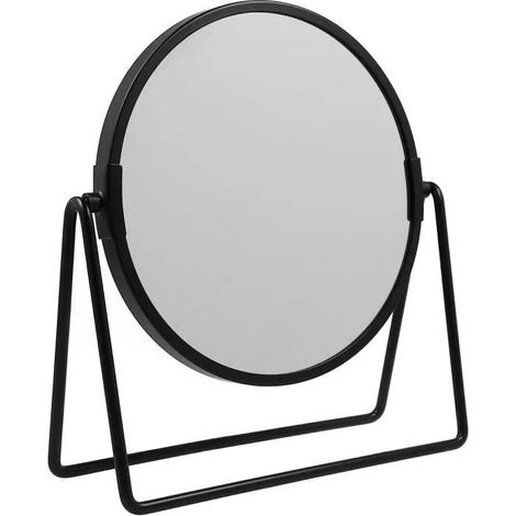 Miroir de maquillage - Métal - Rond - Grossissement x1/x3 - Noir - Design contemporain (1/4)