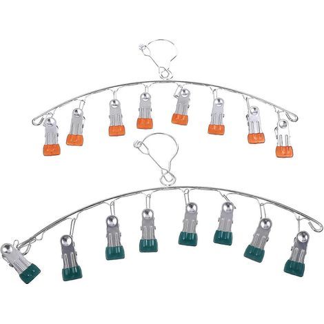 Lot de 2 pinces à chaussettes en acier inoxydable, étendoirs à linge, accessoires de lessive-39x17cm (1/3)