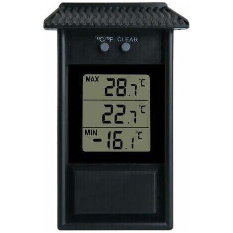 Pair Gewächshausthermometer, wasserdichtes Digitalthermometer, 0,1°C Auflösung, Temperaturbereich -20 bis 50°C, Wandmontage, batteriebetrieben (schwarz) (1/4)