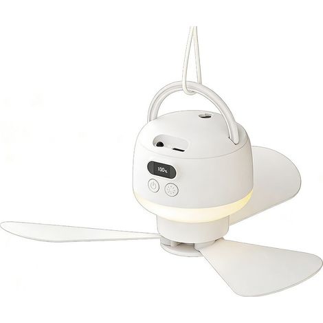 Campingventilator mit Licht, Deckenventilator mit Licht und Fernbedienung, LED-Campinglampe mit USB-aufladbarem Ventilator und Timer (1/5)