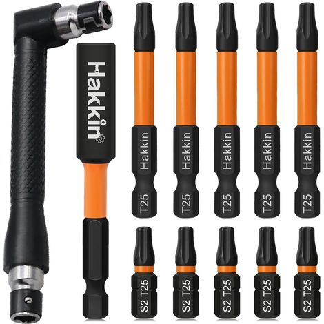 Lot de 10 embouts de tournevis longs pour visseuse sans fil 25 + 60 mm Tige hexagonale magnétique 1/4" Torx Set S2 Acier Tournevis hexagonal (1/5)