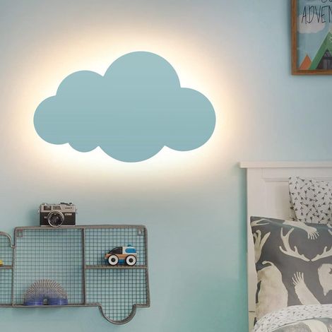 Lampadaire mural nuage moderne en acrylique avec LED intégrée pour chambre d'enfant, lumière chaude bleue, applique décorative (1/5)