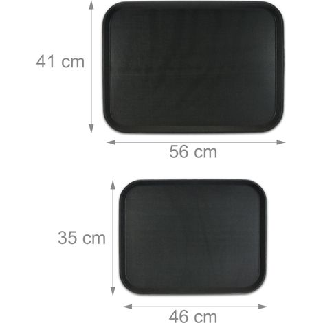 Set di 2 vassoi da portata rettangolari antiscivolo 45 x 30 x 5 cm finitura opaca in gomma nera 130015625