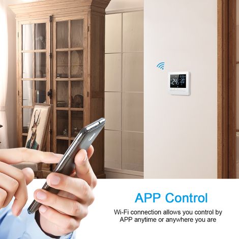 Thermostat intelligent Wi-Fi, contrôleur de température numérique, application de contrôle, écran LCD, programmable à la semaine, thermostat de chauffage au sol électrique pour la maison, l'école, le