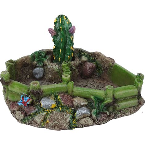 Abreuvoir/mangeoire en résine délicate et multifonctionnelle pour reptiles, orné d'un décor cactus, idéal pour la maison. (1/5)