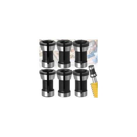 6 Pièces Tête De Mandrin De Collet, Mandrin De Collet Adaptateur, Tête De Mandrin De Collet Adaptateur, Mandrin De Serrage Pour Défonceuse, Adaptateur De Mandrin à Pince 6mm/6,35mm/8mm