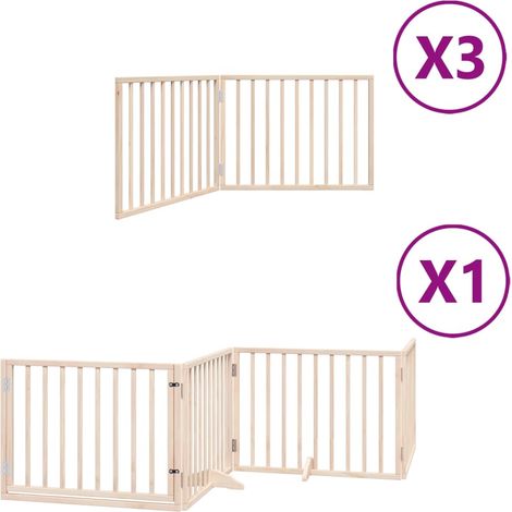 Barrière de sécurité pour chien animaux de compagnie porte pliable 10 panneaux bois de peuplier marron