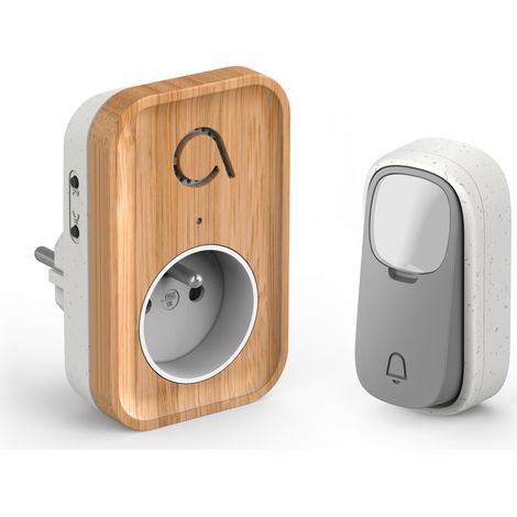 Carillon sans fil sans pile branchement sur prise 230 V technologie Kinétic Bamboo Plug - Avidsen - 102513