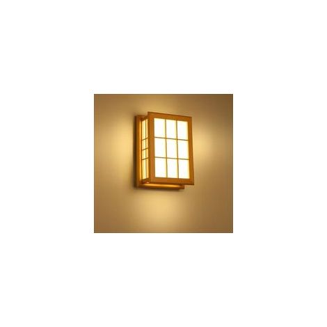 Style Japonais Applique Murale en Bois Massif Lampe de Chevet pour Chambre et Hôtel Boîte Murale A+ (1/4)