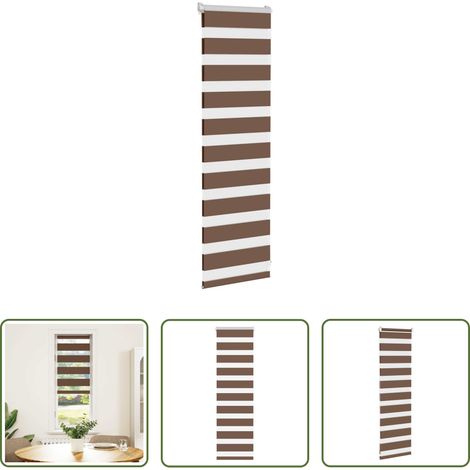 vidaXL Store solaire - Store zèbre marron 40x100 cm largeur du tissu 35,9 cm polyester (1/5)