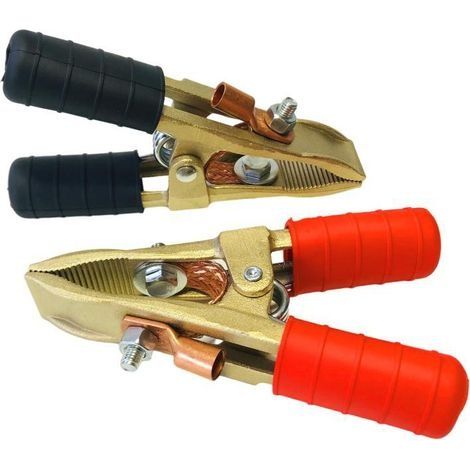 Lot de 2 pinces de démarrage en laiton 400A – Conductivité élevée – Pour batteries de voiture – Connexion par serre-câble (1/5)