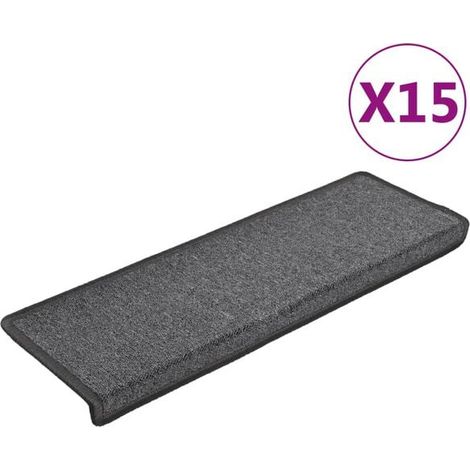 Marches d'escalier, 15 pièces, 65 x 21 x 4 cm, gris foncé, bordure rectangulaire. (1/5)