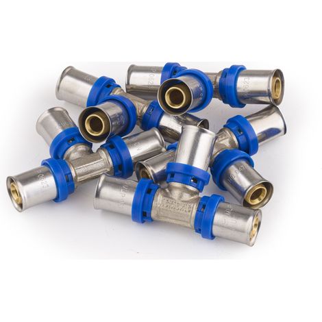 Nt Noyon & Thiebault – Té égal à sertir pour tube multicouche Ø16 – Raccord en laiton avec joints EPDM – Pression 10 bar – Température de 0 à 95°C – Lot de 5 (1/5)