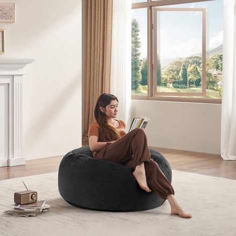 Pouf de 90 cm, fauteuil pouf, canapé pour adultes, fauteuil de lecture doux et confortable, adapté aux chambres, balcons et autres espaces