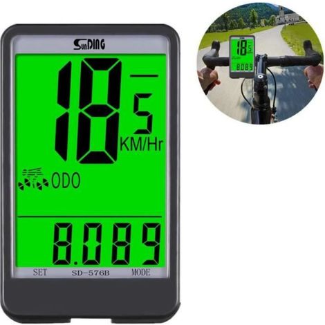 Compteur Velo Sans Fils VTT Compteur de Vitesse Vélo Sans Fil Cycle Ordinateurs Ordinateur de vélo avec écran imperméable à l'eau (1/4)