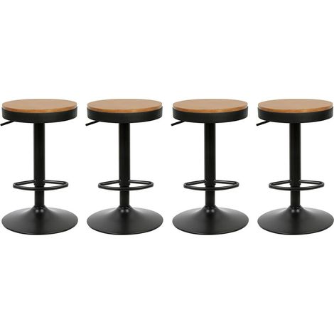 Lot de 4 Tabouret de Bar en Bois Vintage pivotant,Chaise de Bar réglable en Hauteur réglable, Noir (1/5)