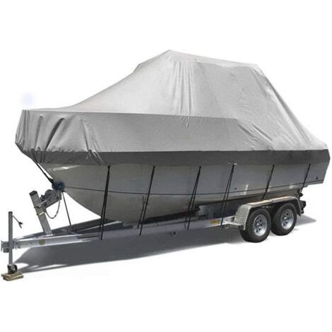Ahlsen – Wasserdichte, tragbare Bootsabdeckung 4,9–5,5 m – Strapazierfähiges Oxford-Gewebe – Vollständiger Wetterschutz – Elastische Kordel zur Befestigung – 4,9–5,5 m (1/4)