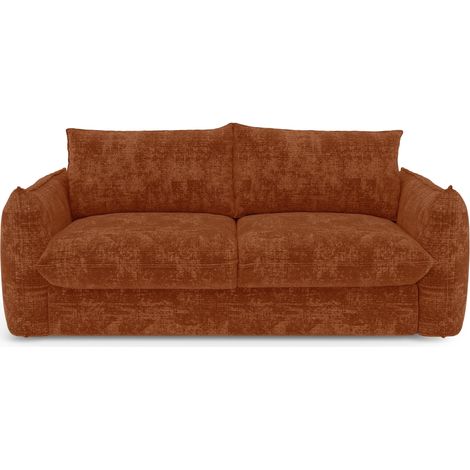 Canapé convertible express 3 places en velours gaufré terracotta ICON (1/5)