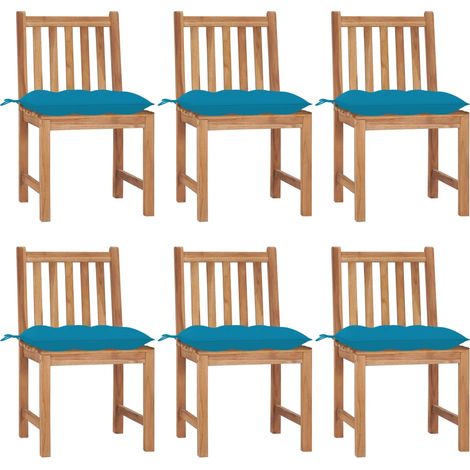 Lot de 6 Chaises de jardin - Chaises d'extérieur pour terrasse/jardin avec coussins Bois de teck massif BV263077 - BonneVie (1/5)