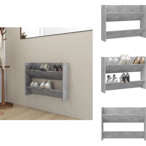 Armoire à chaussures murale Gris béton 80x18x60 cm Aggloméré - Armoire À Chaussures Murale - Rangement Chaussures - Meuble Entrée - Organiseur Chaussures - Placard Chaussures (1/5)