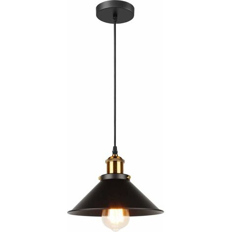 VURAHOME - Lampada a sospensione in stile industriale retrò Edison, attacco E27, lampadario in metallo, Ø 22 cm (Nero, 1 pezzo) (1/5)