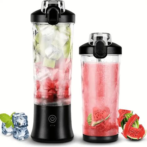 Neuer Entsafter mit großem Fassungsvermögen von 600 ml, multifunktionalem Eiscrusher und Fruchtmixer, wiederaufladbar und tragbar.