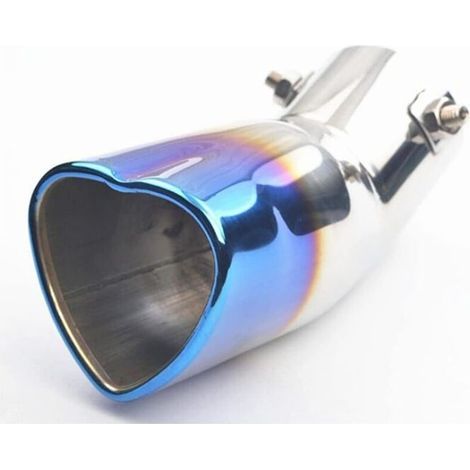 Tuyau D'échappement Silencieux Embout De Silencieux D'échappement De Voiture Universel en Acier Inoxydable Tuyau D'échappement Chromé Argent en Forme De Coeur Queue Gorge (Couleur : Bleu) (1/5)