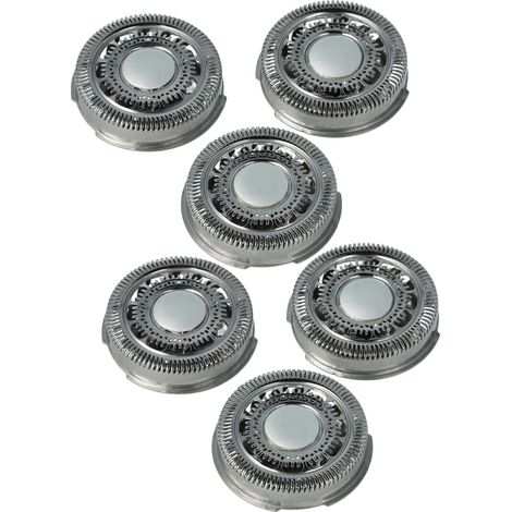 vhbw 6x Ersatz-Scherköpfe kompatibel mit Philips S7510, S7520, S7530, S7550, S7000, S7310, S7320, S7370 Elektrorasierer, Silber - Ersatz für SH70, SH70/60, SH90, SH90/60