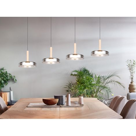LED Pendelleuchte CELESTE 4-flammig höhenverstellbar Glas Chrom B: 115cm